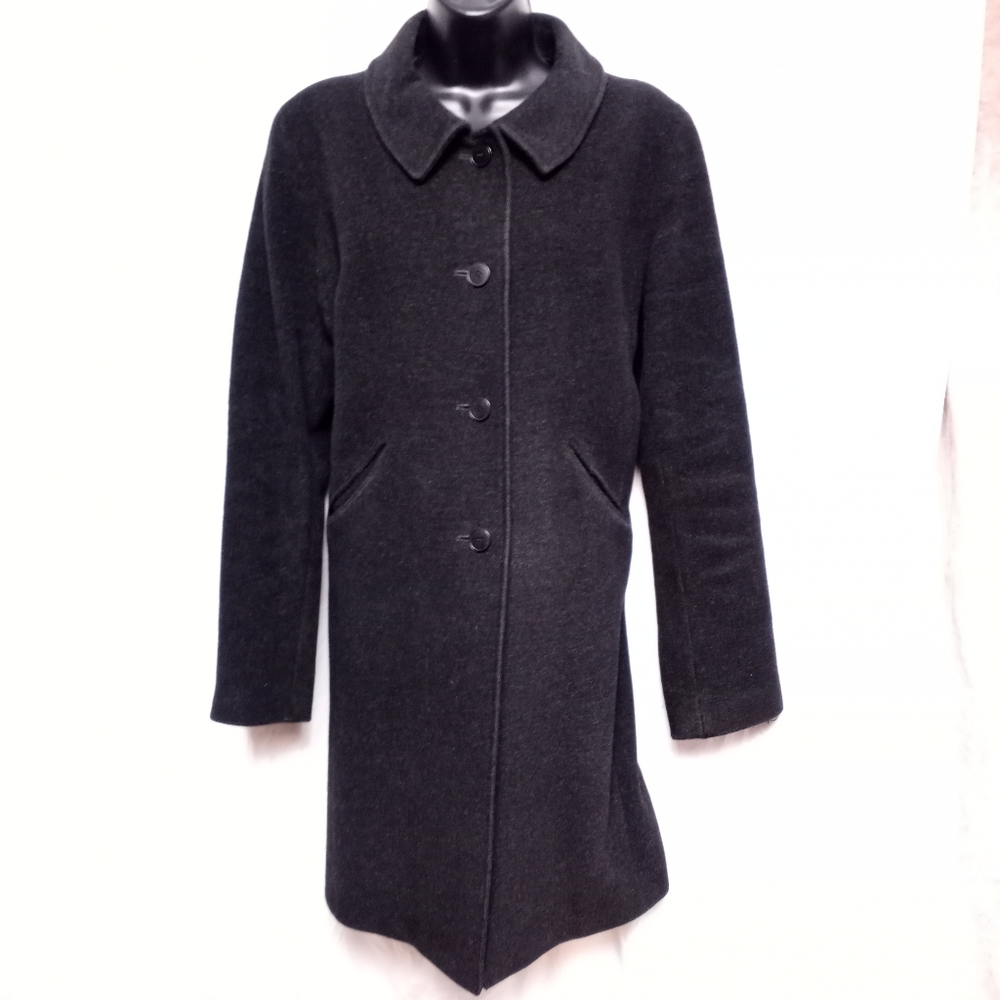 AGNES B Charcoal Gray Mid-Length Coat